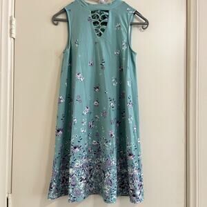 Floral Tunic Womens Dress Sz S Modest Resort Vacation Comfy Beach Cottage Casual
